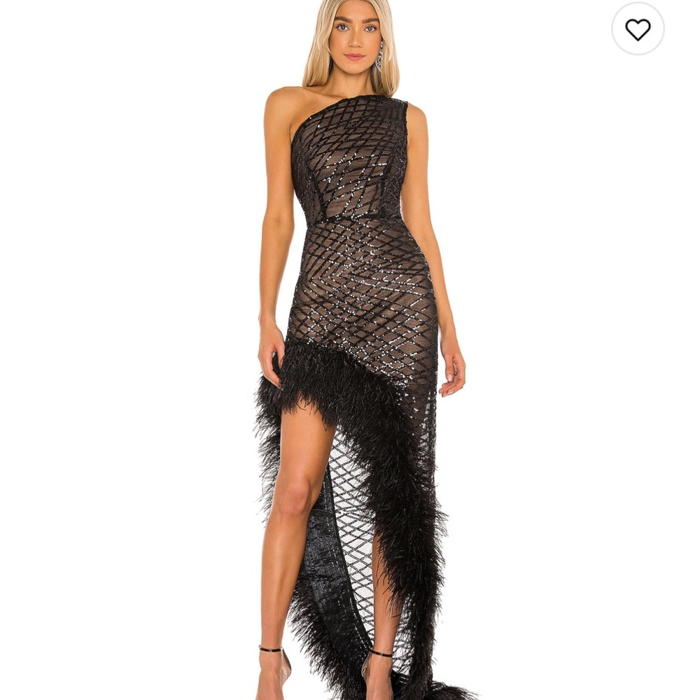 Bronx and Banco Lola sheer feather gown black